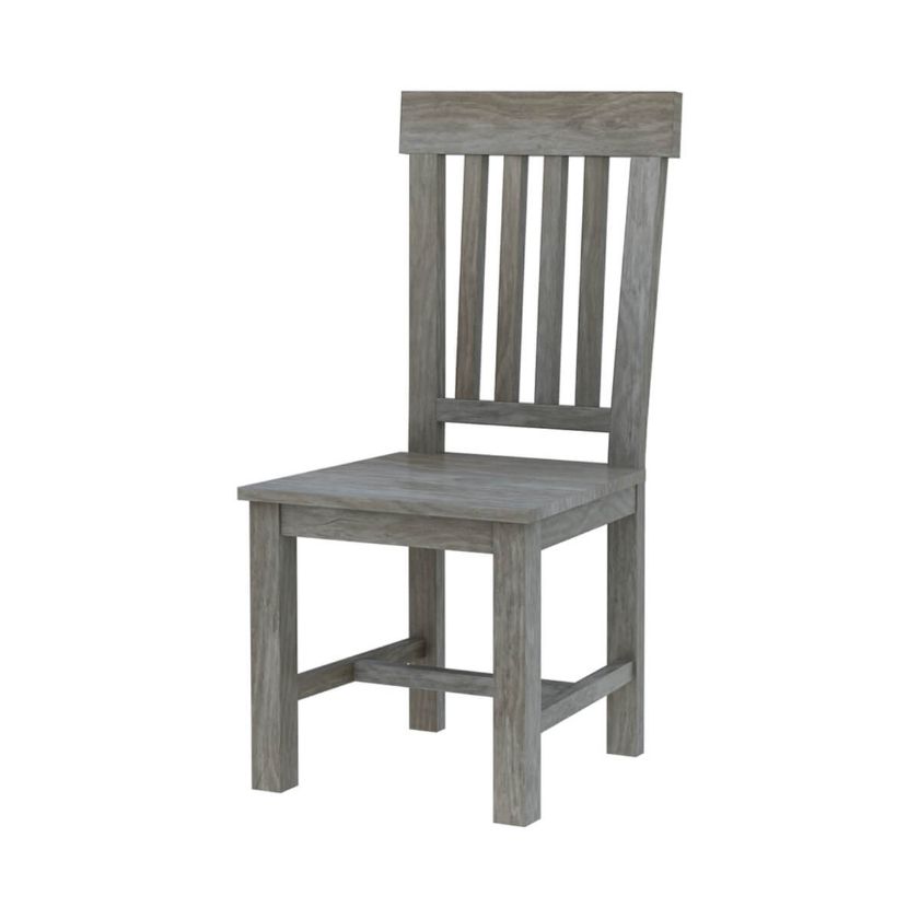 Picture of Alamosa Solid Teak Wood Grey Dining Slat Back Dining Chair