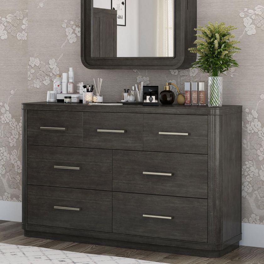 Picture of Estherville Modern Charcoal Grey 7 Drawer Large Bedroom Dresser