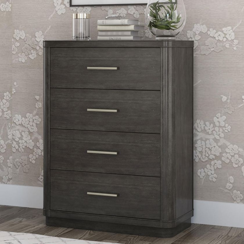 Picture of Estherville Modern Charcoal Grey 4 Drawer Tall Bedroom Dresser