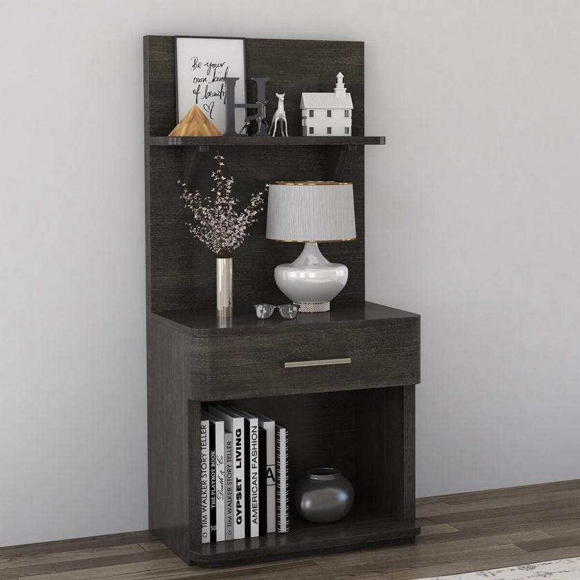 Picture of Estherville Modern Charcoal Grey Wooden Bookcase Nightstand
