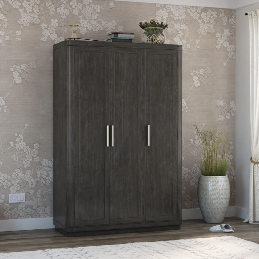 Picture of Estherville Modern Charcoal Grey Large Clothing Armoire Wardrobe