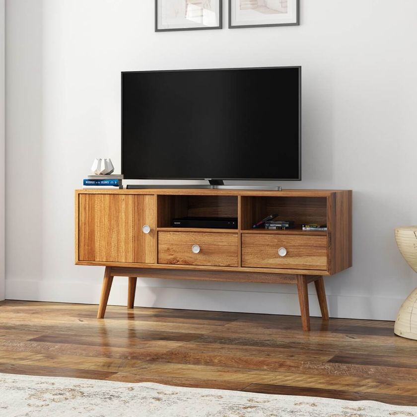 Picture of Ive Rustic Teak Wood Mid-Century Modern TV Media Console