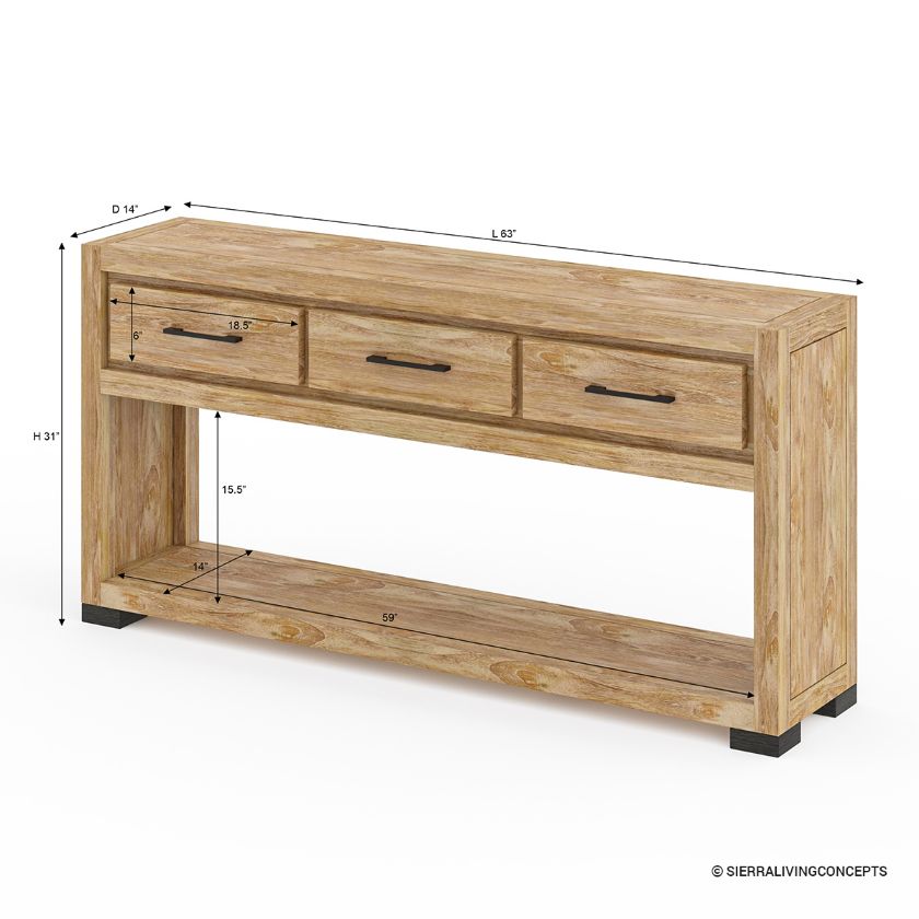 Oaso Modern Farmhouse Entryway Console Table with Drawers Size Image