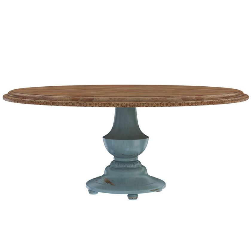 Picture of Conway Farmhouse Two Tone Solid Wood Pedestal Round Dining Table