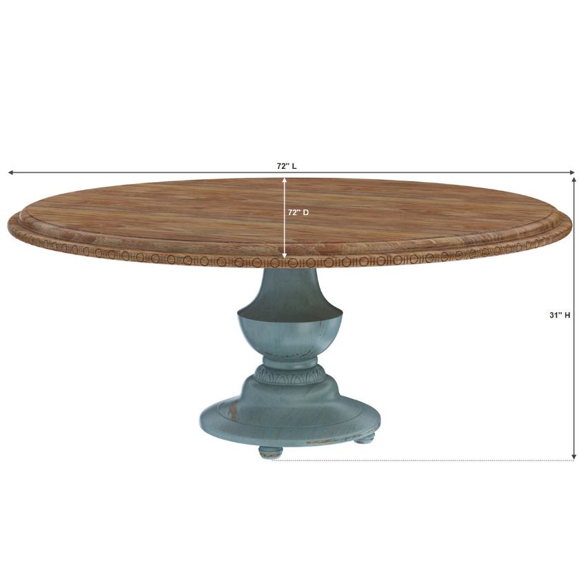 Picture of Conway Farmhouse Two Tone Solid Wood Pedestal Round Dining Table