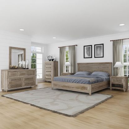 Picture of Winnetka Rustic Solid Wood 4 Piece Handcarved Bedroom Set