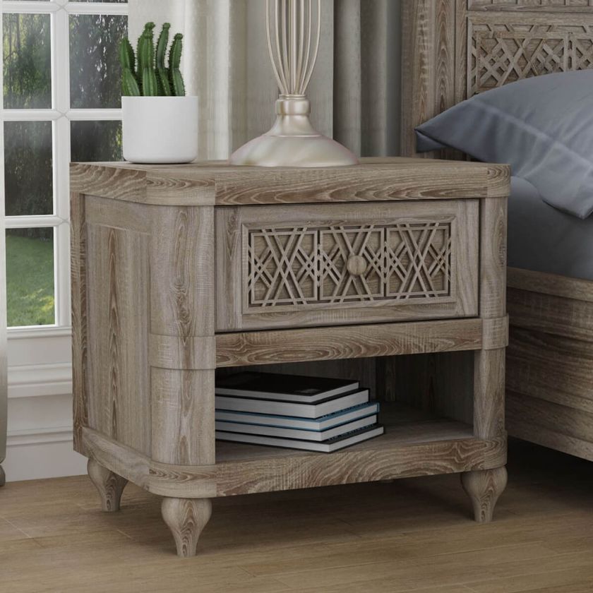 Picture of Winnetka Rustic Solid Wood Nightstand with One Drawer and Open Shelf
