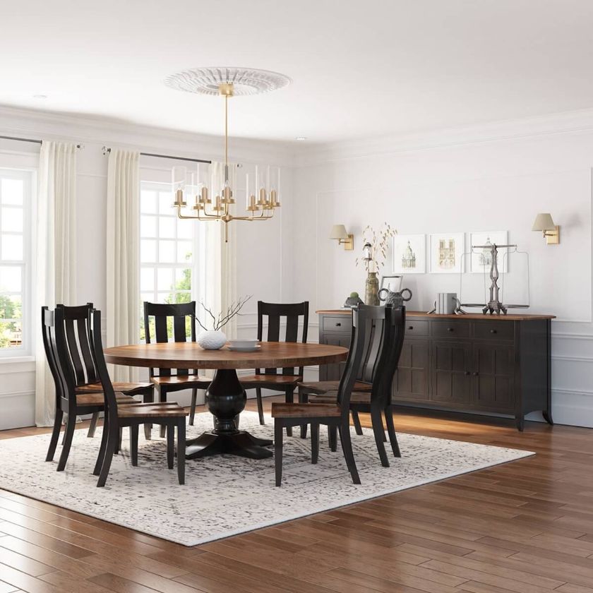 Picture of Rexburg Black Two Tone Solid Wood Dining Room Set