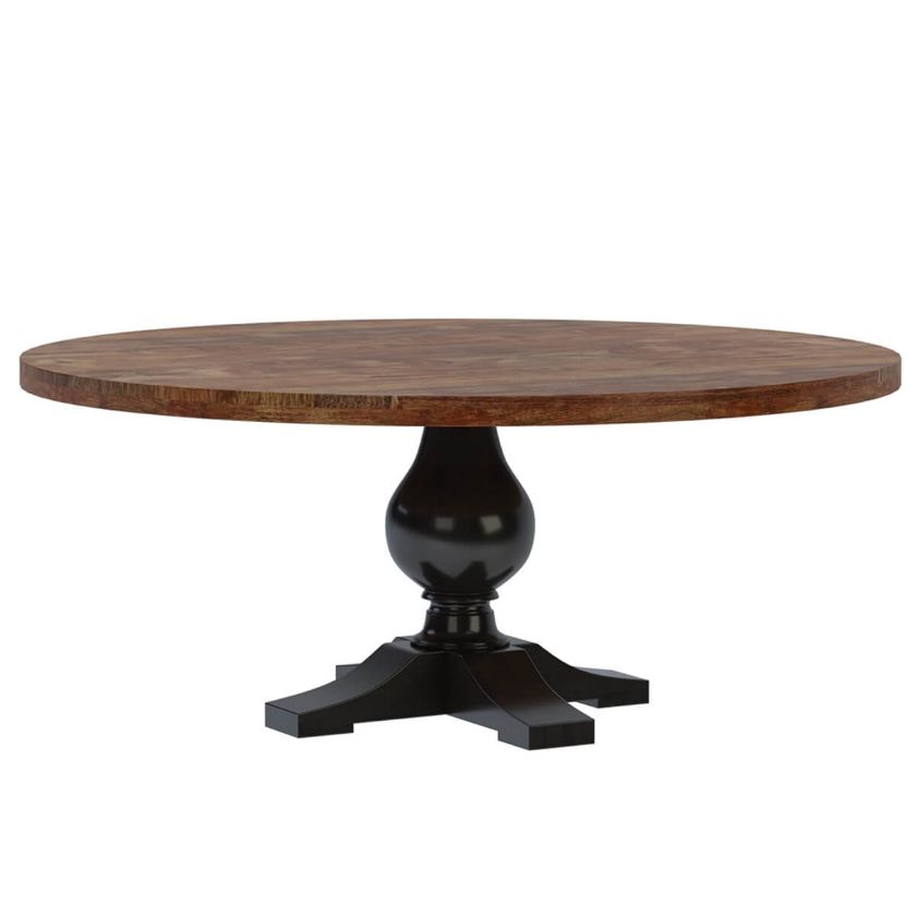 Picture of Rexburg Black Two Tone Solid Wood Farmhouse Round Dining Table