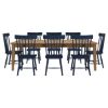 Picture of Peshtigo Teak & Mahogany Wood 9 PC Farmhouse Dining Table Chair Set