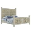 Picture of Pennsylvania Solid Wood Moroccan Style Floral Hand Carved Platform Bed
