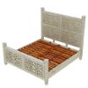 Picture of Pennsylvania Solid Wood Moroccan Style Floral Hand Carved Platform Bed