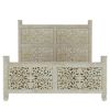 Picture of Pennsylvania Solid Wood Moroccan Style Floral Hand Carved Platform Bed