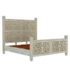 Picture of Pennsylvania Solid Wood Moroccan Style Floral Hand Carved Platform Bed