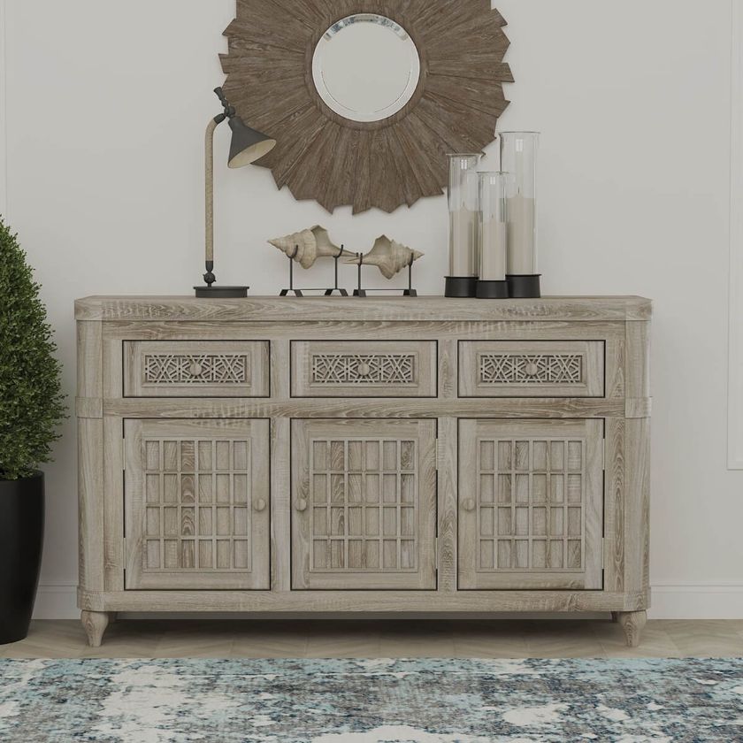 Picture of Winnetka Rustic Teak Wood Long Sideboard Cabinet