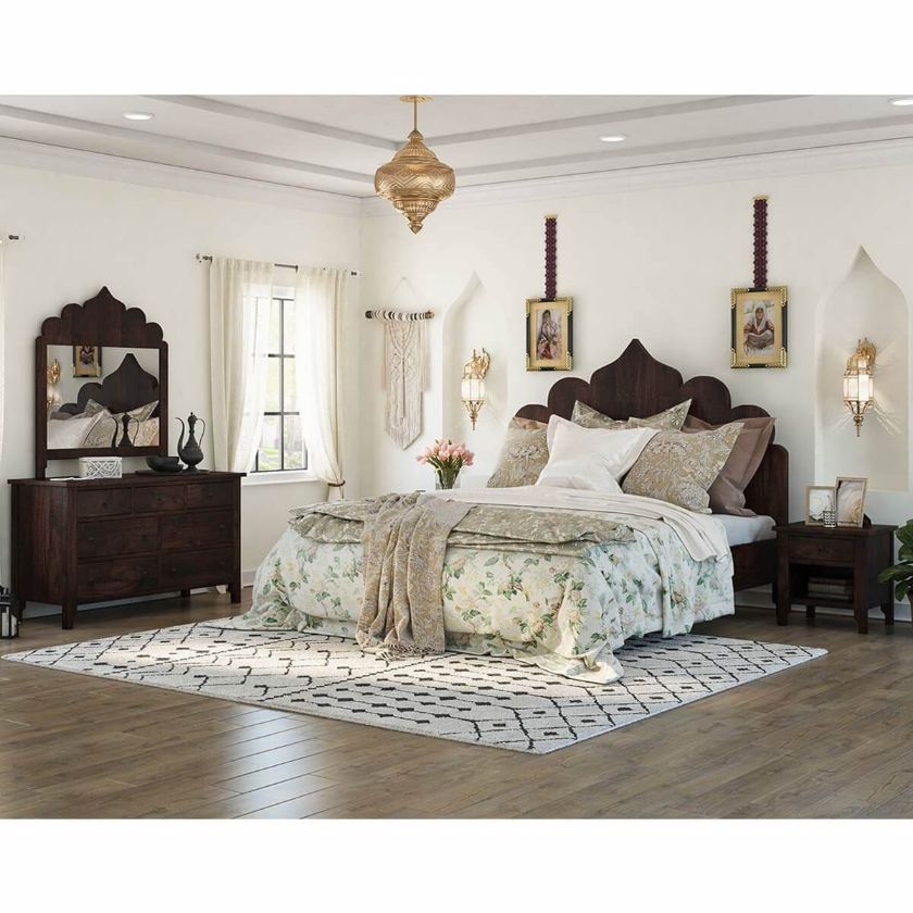 Picture of Orillia Rustic Solid Wood 4 Piece Moroccan Bedroom Set