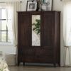 Picture of Orillia Solid Wood Rustic Mirrored Armoire 