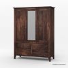 Picture of Orillia Solid Wood Rustic Mirrored Armoire 