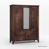 Picture of Orillia Solid Wood Rustic Mirrored Armoire 