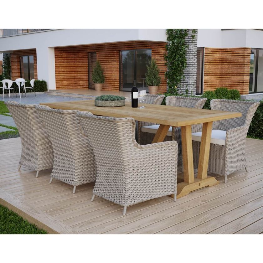 Picture of Springdale Outdoor Dining Table with Rattan Chairs 