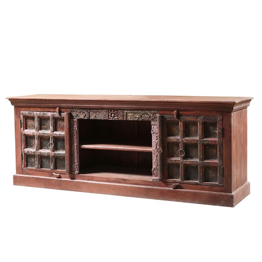 Picture of Antique Solid Wood Traditional Media Cabinet With Shelves