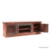 Picture of Antique Rustic Solid Wood 2 Door 2 Tier Media Console