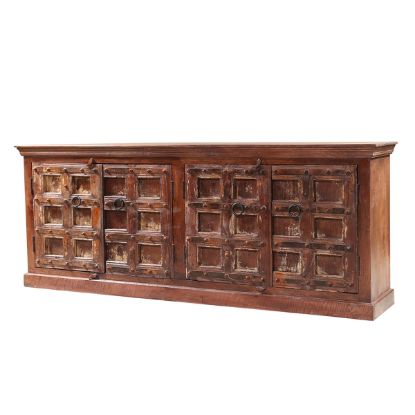 Picture of Antique Rustic Solid Wood 4 Door Buffet Sideboard