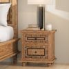 Picture of Morna Hand Carved Solid Wood Nightstand with 2 Drawers