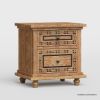 Picture of Morna Hand Carved Solid Wood Nightstand with 2 Drawers