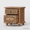 Picture of Morna Hand Carved Solid Wood Nightstand with 2 Drawers