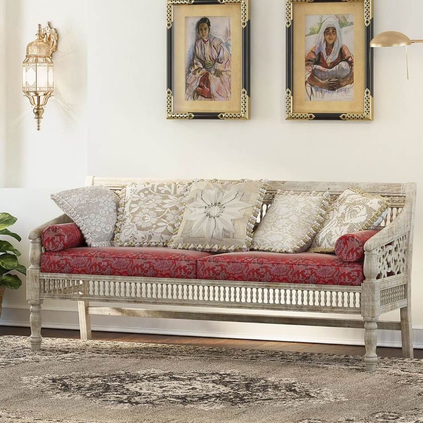 Picture of Pennsylvania Solid Wood Traditional Hand carved 3-seater Moroccan Sofa		