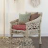 Picture of Pennsylvania Solid Wood Hand Carved Moroccan White Sofa Chair