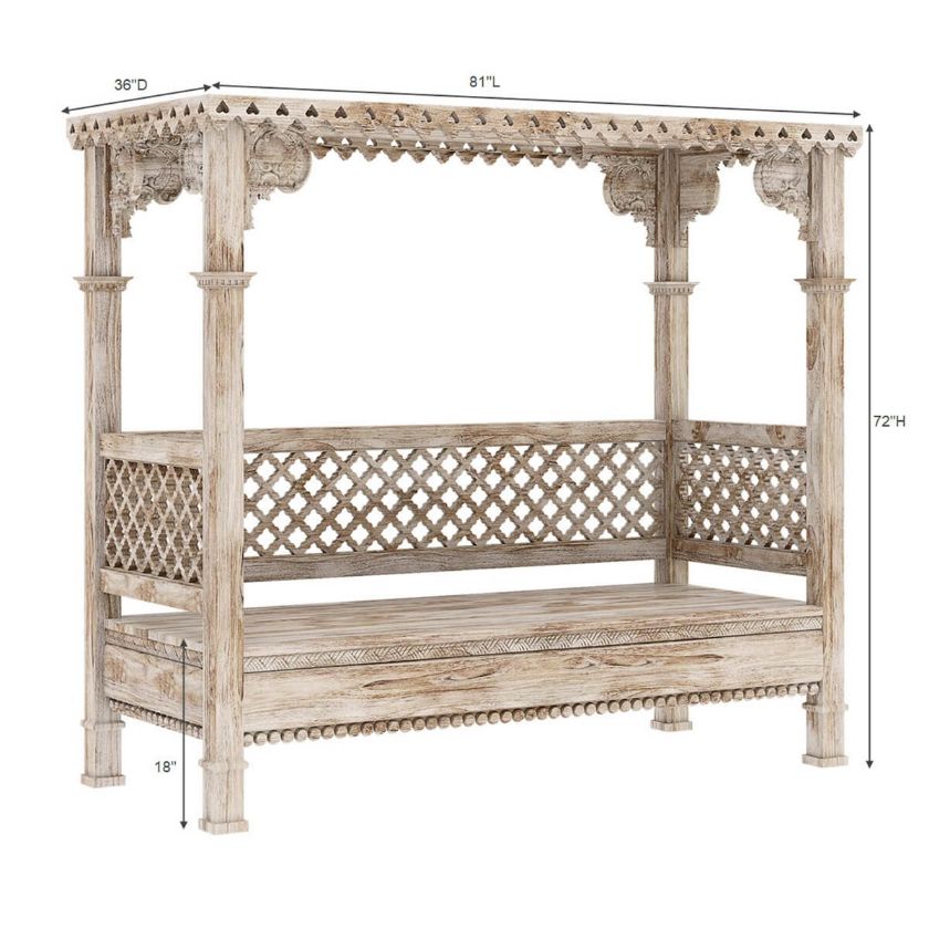 Lecco Teak Outdoor Daybed with Canopy Dimension Image