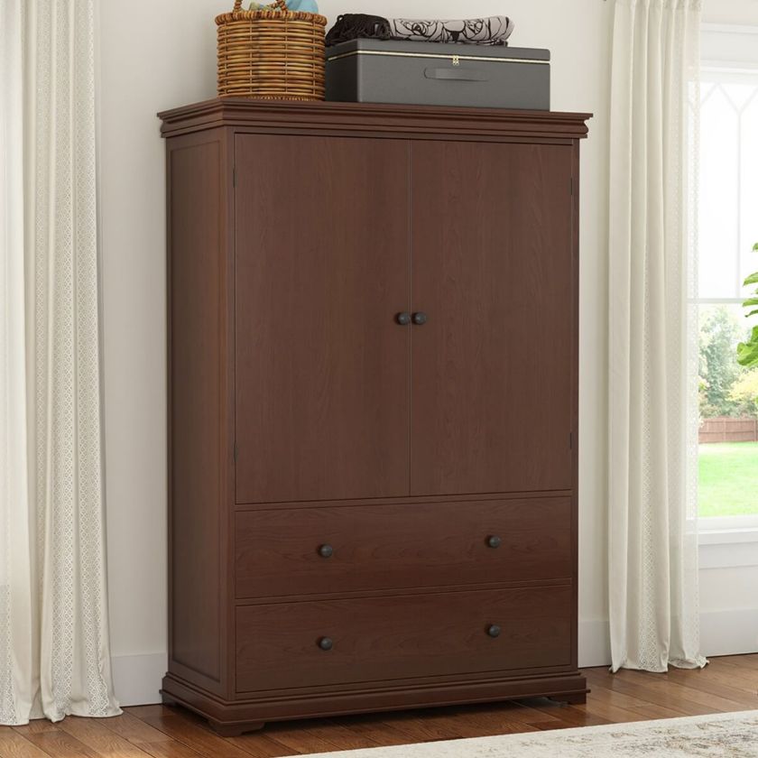 Picture of Tehachapi Mahogany Solid Wood Modern Armoire with 2 Drawers