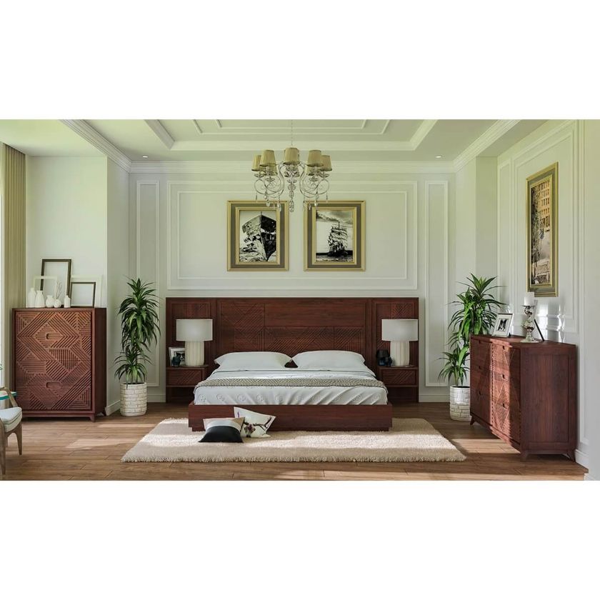 Picture of Madsen Solid Wood 4 Piece Platform Bedroom Set