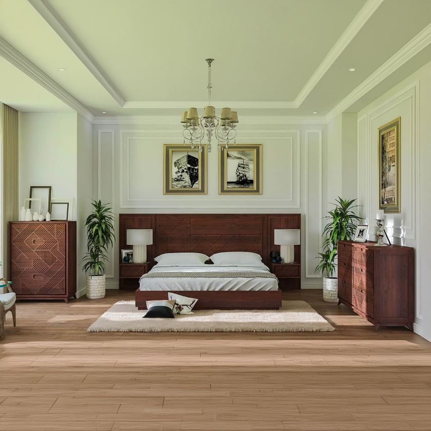 Picture of Madsen Solid Wood 4 Piece Platform Bedroom Set