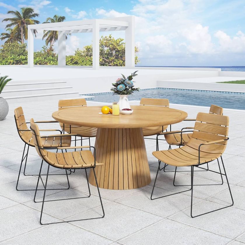 Picture of Zenad Outdoor Teak Wood Dining Table Set for 6