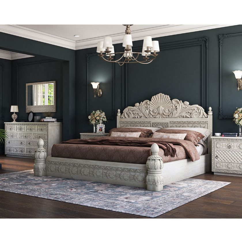 Picture of Nuala 5-Piece Hand Carved Solid Wood Bedroom Set