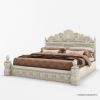 Picture of Nuala Hand Carved White Washed Solid Wood Platform Bed Frame