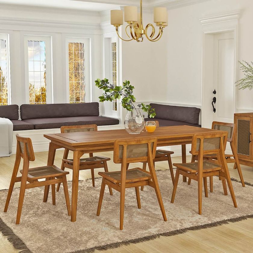 Picture of Bonavista Teak Wood Rattan Dining Table Chair Set