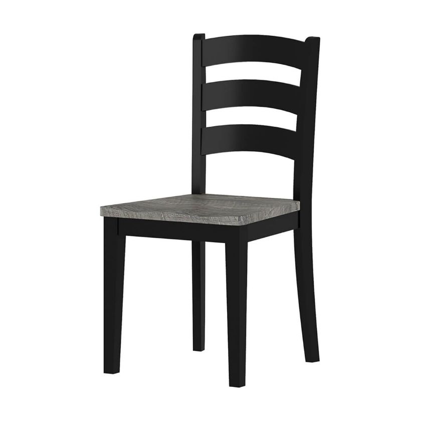 Picture of Moosonee Black Two Tone Solid Wood Farmhouse Ladder Back Dining Chair