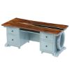 Picture of Eden Two-Tone 77 Inch Blue Solid Wood Home Office Executive Desk