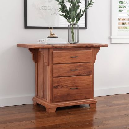 Picture of Maldon Large Live Edge Top Solid Acacia Wood 3 Drawer Vertical File Cabinet