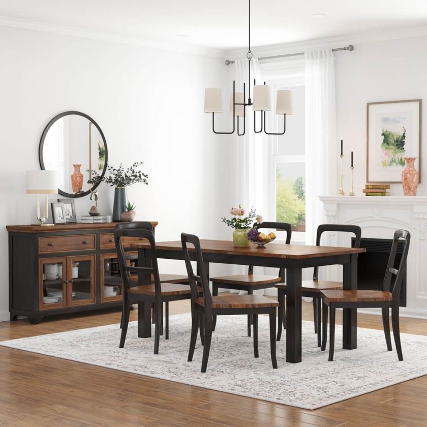Picture of Bolsover Two Tone Solid Wood Farmhouse Dining Room Set