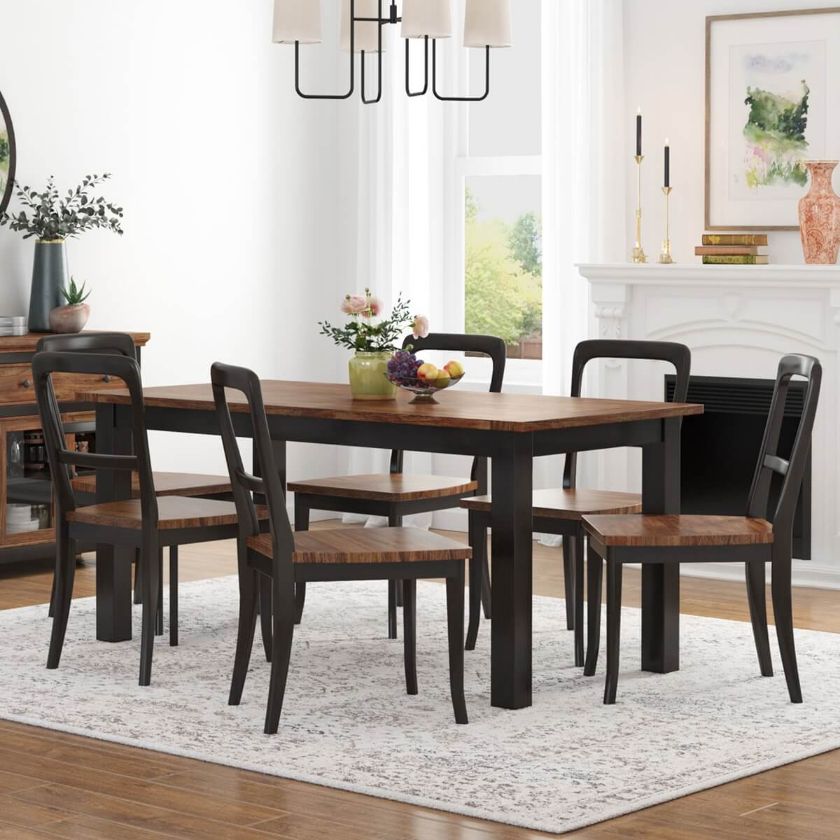 Picture of Bolsover Two Tone Solid Wood Farmhouse Dining Table Set