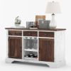 Picture of Illinois Solid Wood Two Tone Farmhouse Bar Credenza with Wine Rack