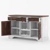 Picture of Illinois Solid Wood Two Tone Farmhouse Bar Credenza with Wine Rack