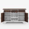 Picture of Illinois Solid Wood Two Tone Farmhouse Bar Credenza with Wine Rack
