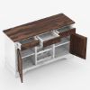 Picture of Illinois Solid Wood Two Tone Farmhouse Bar Credenza with Wine Rack