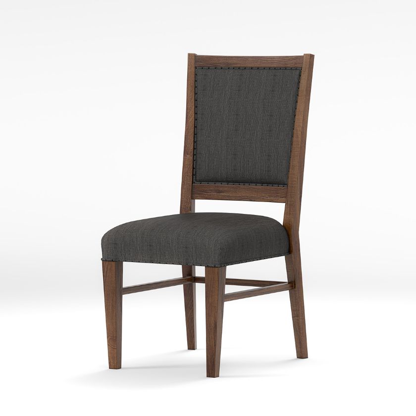 Picture of Adelanto Rustic Dark Teak Wood Upholstered Dining Chair 